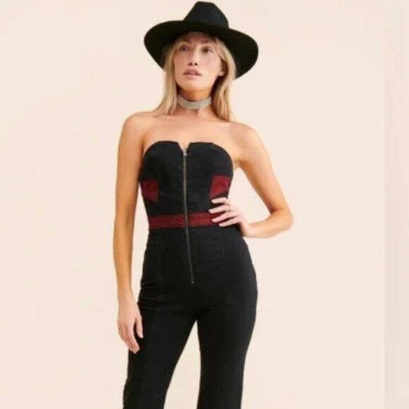 We The Free -Star Is Born- Wide Leg/Flare Stretchy Denim Jumpsuit - Picture 14 of 15